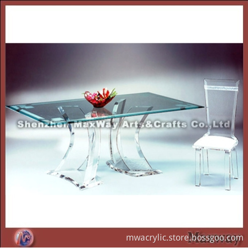 Green square acrylic/perspex dining-table with a chair